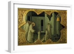 Saint Benedict Resuscitating a Monk, Detail from the Predella of the Altarpiece Coronation of Mary-Lorenzo Monaco-Framed Premium Giclee Print