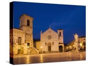 Saint Benedict Square, Norcia, Umbria, Italy, Europe-Angelo Cavalli-Stretched Canvas