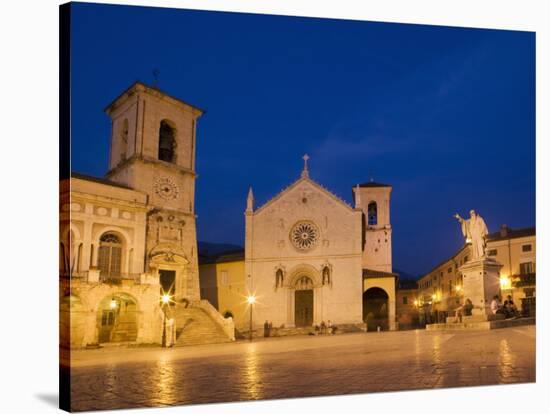 Saint Benedict Square, Norcia, Umbria, Italy, Europe-Angelo Cavalli-Stretched Canvas