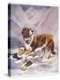 Saint Bernard Finds a Man Trapped in the Snow-A. Scott Rankin-Stretched Canvas