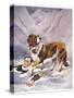 Saint Bernard Finds a Man Trapped in the Snow-A. Scott Rankin-Stretched Canvas