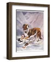 Saint Bernard Finds a Man Trapped in the Snow-A. Scott Rankin-Framed Photographic Print