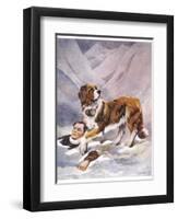 Saint Bernard Finds a Man Trapped in the Snow-A. Scott Rankin-Framed Photographic Print