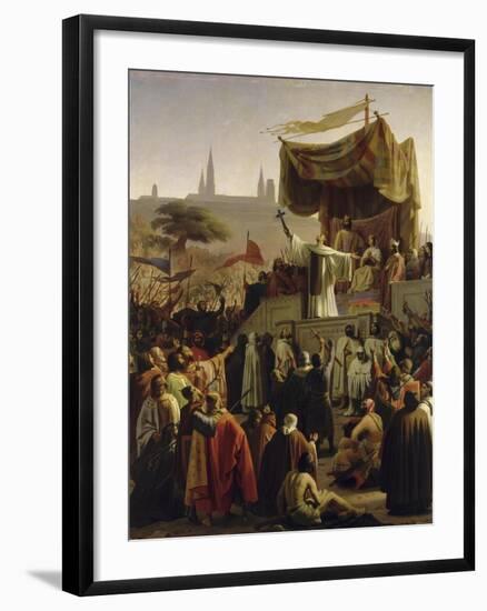 Saint Bernard prêchant la deuxième Croisade en présence du roi Louis VII et de la reine Aliénor-Emile Signol-Framed Giclee Print