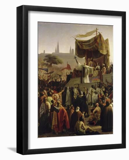 Saint Bernard prêchant la deuxième Croisade en présence du roi Louis VII et de la reine Aliénor-Emile Signol-Framed Giclee Print