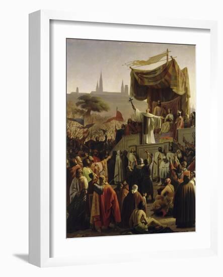 Saint Bernard prêchant la deuxième Croisade en présence du roi Louis VII et de la reine Aliénor-Emile Signol-Framed Giclee Print