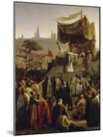 Saint Bernard prêchant la deuxième Croisade en présence du roi Louis VII et de la reine Aliénor-Emile Signol-Mounted Giclee Print
