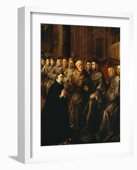 Saint Bonaventure Receiving the Habit from Saint Francis-Francisco Herrera-Framed Giclee Print