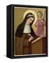 Saint Brigid Irish Abbess Depicted Receiving Help with Her Writing from an Angel-null-Framed Stretched Canvas
