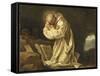 Saint Bruno en prière dans le désert-Jean Bernard Restout-Framed Stretched Canvas