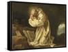 Saint Bruno en prière dans le désert-Jean Bernard Restout-Framed Stretched Canvas