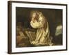 Saint Bruno en prière dans le désert-Jean Bernard Restout-Framed Giclee Print