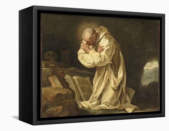 Saint Bruno en prière dans le désert-Jean Bernard Restout-Framed Stretched Canvas