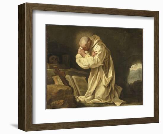 Saint Bruno en prière dans le désert-Jean Bernard Restout-Framed Giclee Print