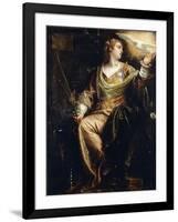 Saint Catherine of Alexandria in Prison, the Holy Ghost Above, C.1580S-Paolo Caliari-Framed Giclee Print