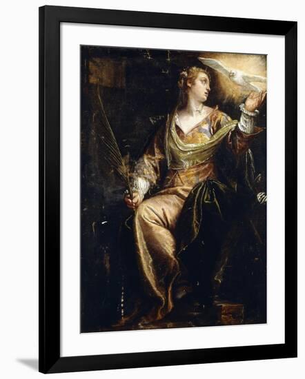 Saint Catherine of Alexandria in Prison, the Holy Ghost Above, C.1580S-Paolo Caliari-Framed Giclee Print