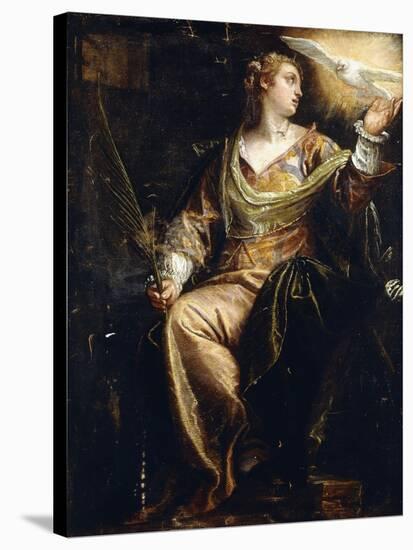 Saint Catherine of Alexandria in Prison, the Holy Ghost Above, C.1580S-Paolo Caliari-Stretched Canvas