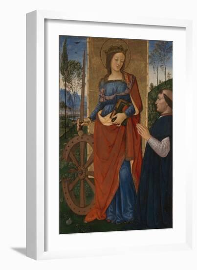 Saint Catherine of Alexandria with a Donor, C. 1480-Bernardino Pinturicchio-Framed Giclee Print