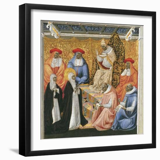 Saint Catherine of Siena before the Pope at Avignon-Giovanni di Paolo-Framed Giclee Print