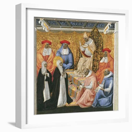 Saint Catherine of Siena before the Pope at Avignon-Giovanni di Paolo-Framed Giclee Print