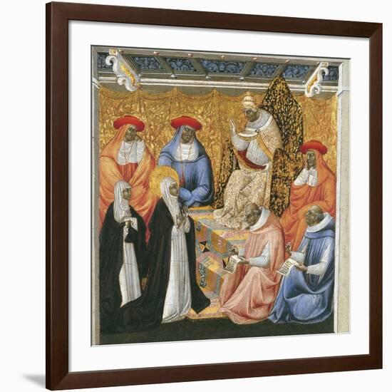 Saint Catherine of Siena before the Pope at Avignon-Giovanni di Paolo-Framed Giclee Print