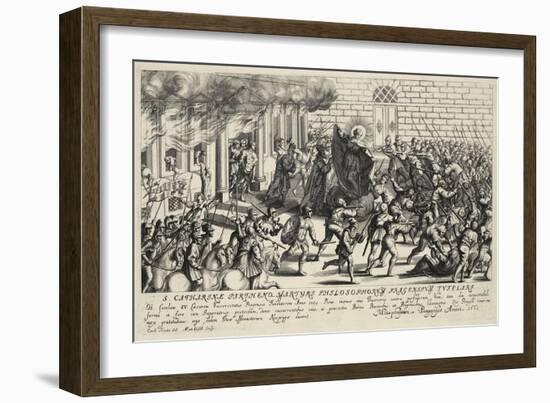 Saint Catherine Protects Charles IV During the Pisan Popular Revolt in May 1355-Matthäus Küsel-Framed Giclee Print