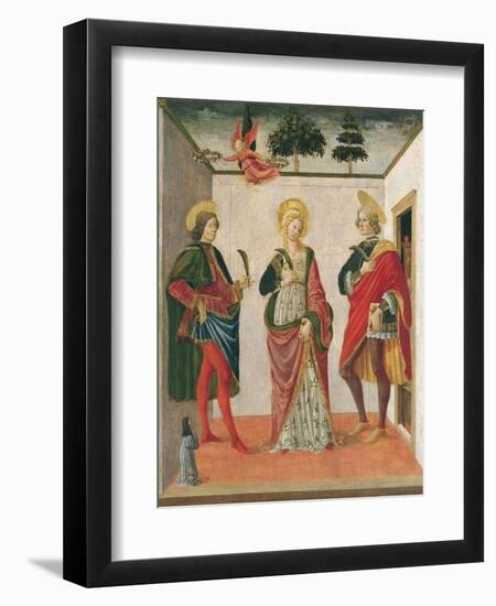 Saint Cecilia Between Saint Valerian and Saint Tiburtius with a Donor-Francesco Botticini-Framed Giclee Print