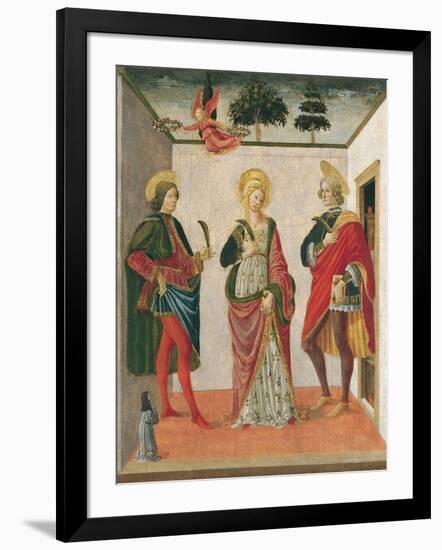Saint Cecilia Between Saint Valerian and Saint Tiburtius with a Donor-Francesco Botticini-Framed Giclee Print