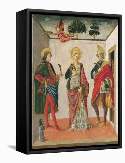 Saint Cecilia Between Saint Valerian and Saint Tiburtius with a Donor-Francesco Botticini-Framed Stretched Canvas