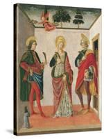 Saint Cecilia Between Saint Valerian and Saint Tiburtius with a Donor-Francesco Botticini-Stretched Canvas
