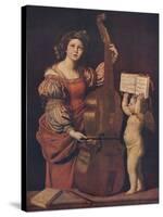 'Saint Cecilia with an angel holding a musical score', 1617-1618-Domenichino-Stretched Canvas
