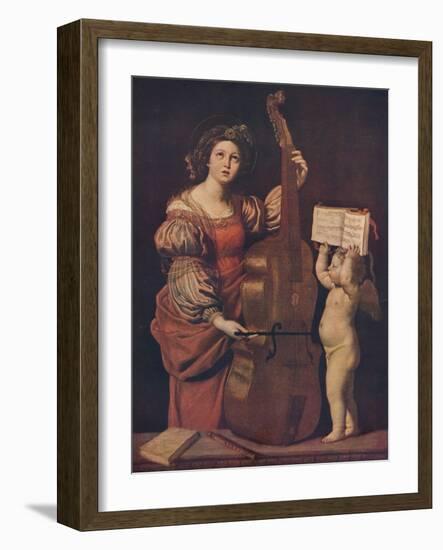 'Saint Cecilia with an angel holding a musical score', 1617-1618-Domenichino-Framed Giclee Print