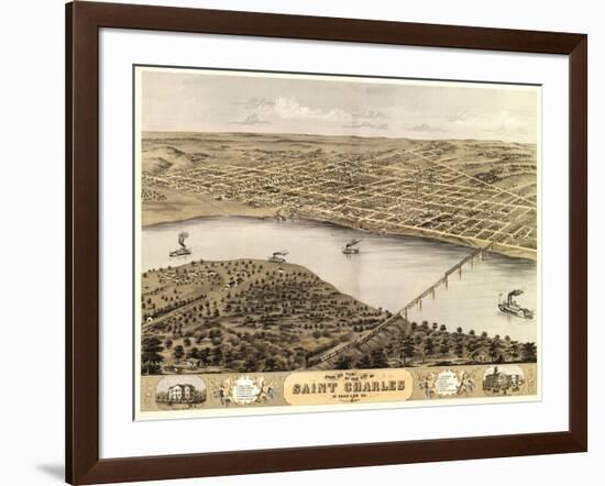 Saint Charles, Missouri - Panoramic Map-Lantern Press-Framed Art Print