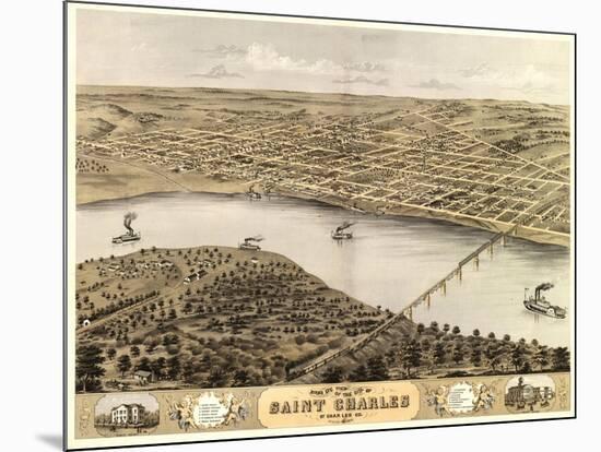 Saint Charles, Missouri - Panoramic Map-Lantern Press-Mounted Art Print