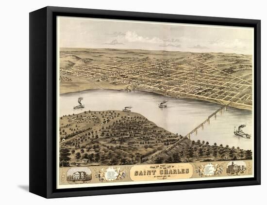 Saint Charles, Missouri - Panoramic Map-Lantern Press-Framed Stretched Canvas