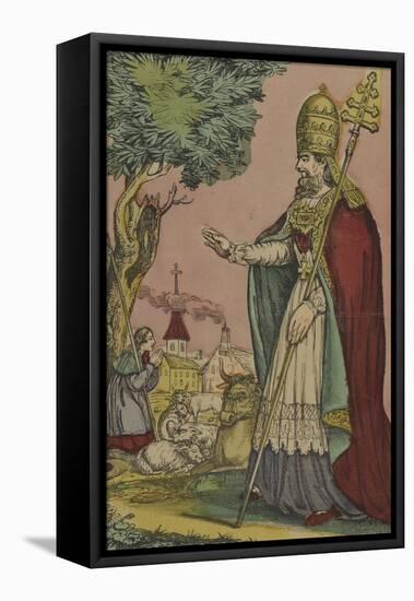 Saint Cornely, protecteur des bestiaux-null-Framed Stretched Canvas