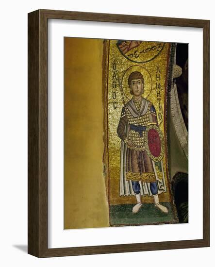 Saint Demetrios (Soldier Saint), Mosaic from the Arch Above Philopation, West Side-null-Framed Giclee Print