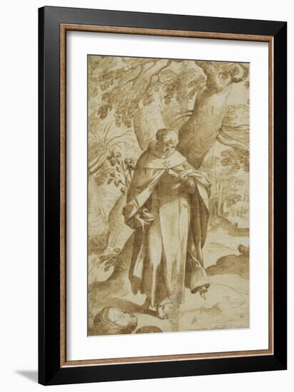 Saint Dominic Reading, C.1575-Bartholomaeus Spranger-Framed Giclee Print