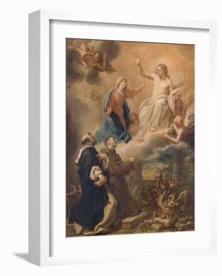 Saint Dominique et saint François implorant le Christ avec l'intercession de la Vierge-Pietro Bianchi-Framed Giclee Print