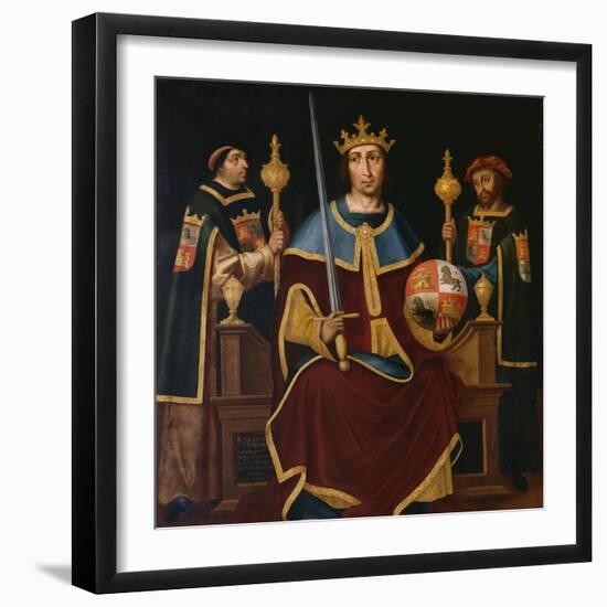 Saint Ferdinand Enthroned with Two Courtiers-Juan De juanes-Framed Giclee Print