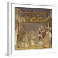 Saint Francis and Friars Receiving Franciscan Rule from Pope-Giotto-Framed Art Print