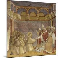 Saint Francis and Friars Receiving Franciscan Rule from Pope-Giotto-Mounted Art Print