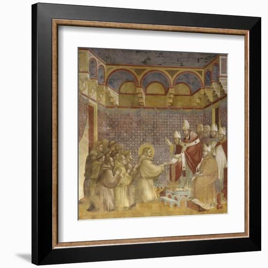 Saint Francis and Friars Receiving Franciscan Rule from Pope-Giotto-Framed Art Print