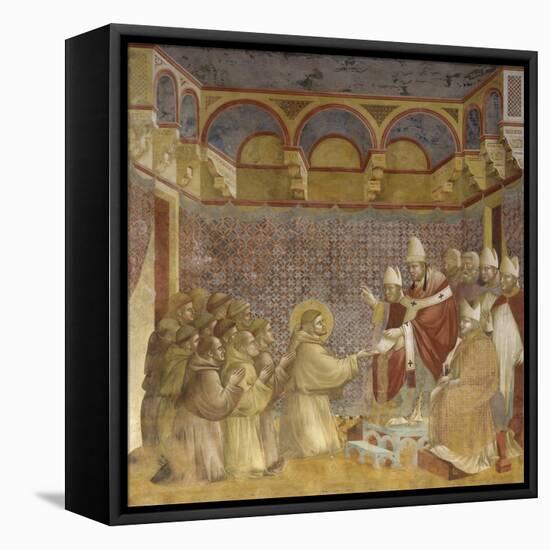 Saint Francis and Friars Receiving Franciscan Rule from Pope-Giotto-Framed Stretched Canvas