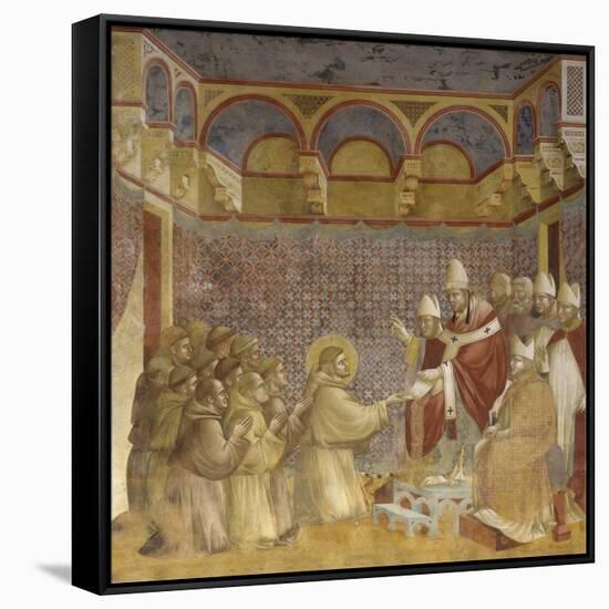 Saint Francis and Friars Receiving Franciscan Rule from Pope-Giotto-Framed Stretched Canvas