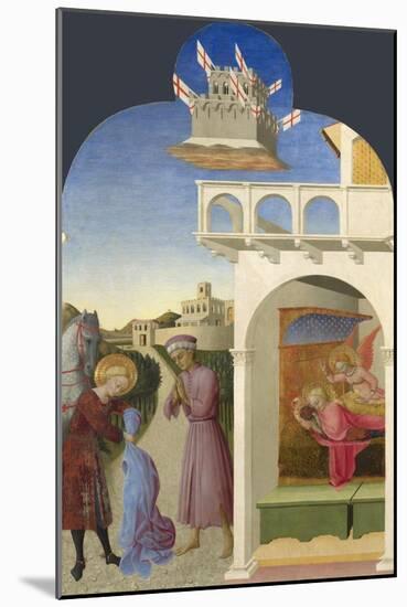 Saint Francis and the Poor Knight, and Francis's Vision, 1437-1444-Sassetta-Mounted Giclee Print