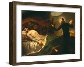 Saint Francis Borgia Tending a Dying Man-Francisco de Goya-Framed Giclee Print