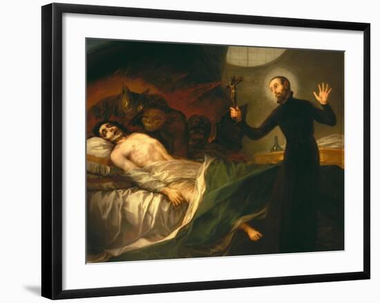 Saint Francis Borgia Tending a Dying Man-Francisco de Goya-Framed Giclee Print