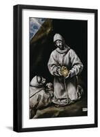 Saint Francis Contemplating a Skull with Brother Leo-El Greco-Framed Giclee Print