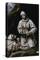 Saint Francis Contemplating a Skull with Brother Leo-El Greco-Stretched Canvas